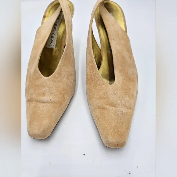 Vintage Peach Suede Via Spiga Slingbacks sz 8 - Picture 3 of 6